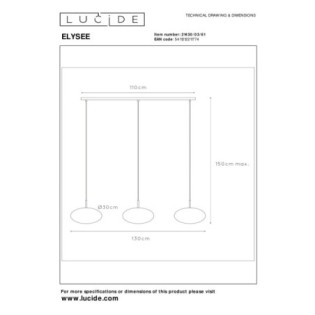 Suspension Elysee (3 lumières)