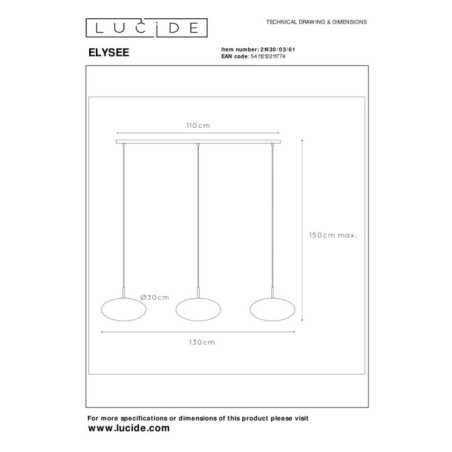 Suspension Elysee (3 lumières)
