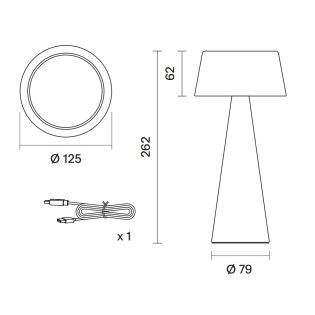 Lampe de table rechargeable solaire LED Meri Noir (3W)