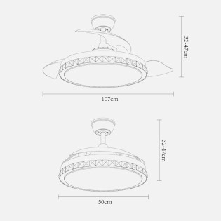 Ventilateur à Led avec pales pliantes Biliku (72W)