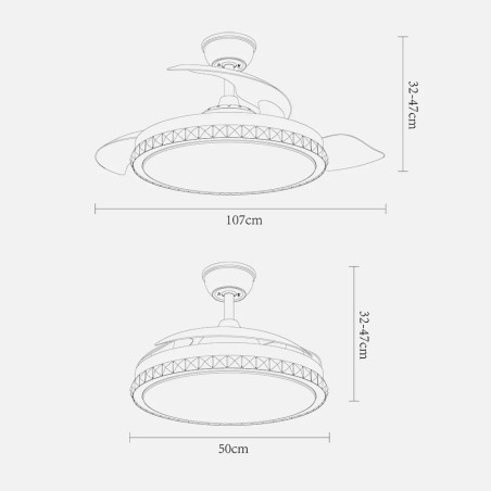 Ventilateur à Led avec pales pliantes Biliku (72W)
