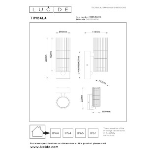 Applique d'extérieur avec capteur Timbala (2 lumières)