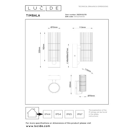 Applique d'extérieur avec capteur Timbala (2 lumières)