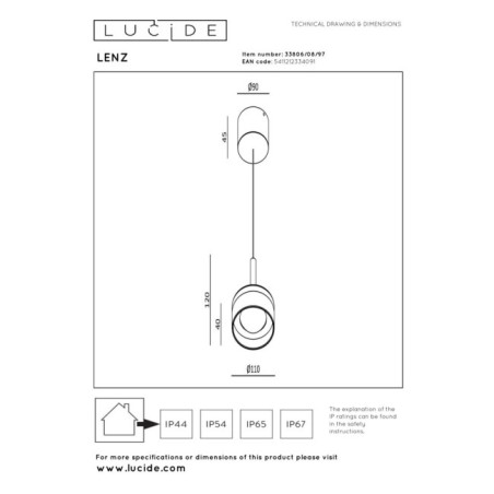 Suspension LED d'extérieur Lenz (8W)
