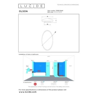 Plafonnier de plafond pour salles de bains LED Olson (24W)