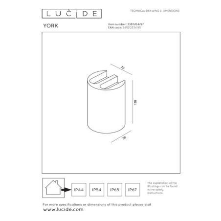 Applique extérieur LED York (4x1.2W)