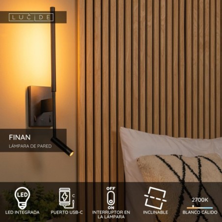 Applique murale LED avec lecteur Finan (6W)