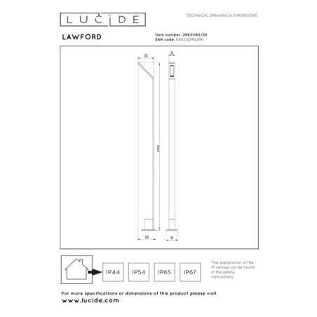 Balise extérieure LED Lawford I (6W)