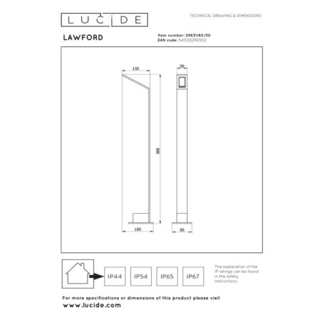 Balise extérieure LED Lawford II (6W)