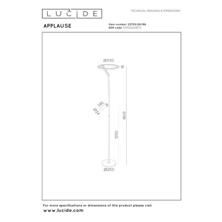 Lampadaire LED Applause CCT (25W)