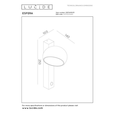 Applique murale LED Sphère (9W)