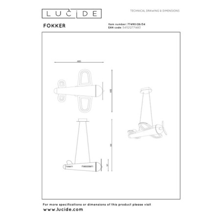 Suspension LED enfant Fokker (28W)