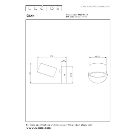 Applique murale LED Gian (9W)