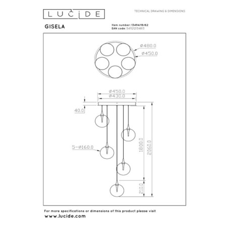 Lampe de plafond LED Gisela (5x3.8W)