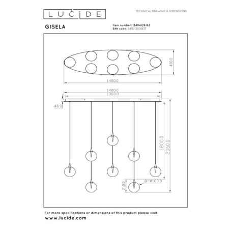 Lampe de plafond LED Gisela (8x3,9W)
