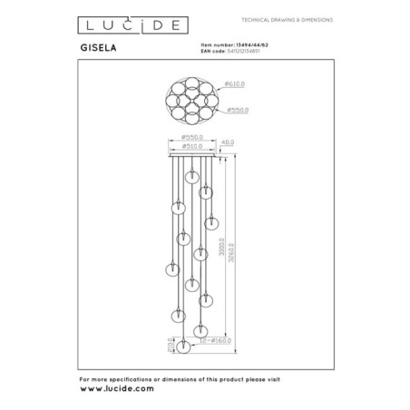 Lampe de plafond LED Gisela (12x3.5W)