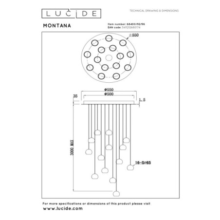 Lampe de plafond LED Montana (16x5.7W)