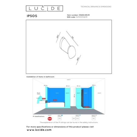 Applique mural pour salles de bains LED Ipsos (6W)