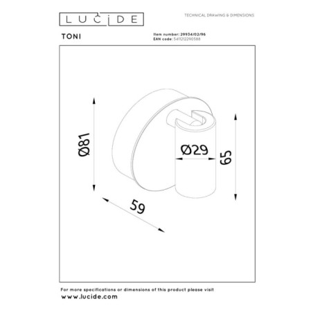 Applique LED avec interrupteur Toni (2W)