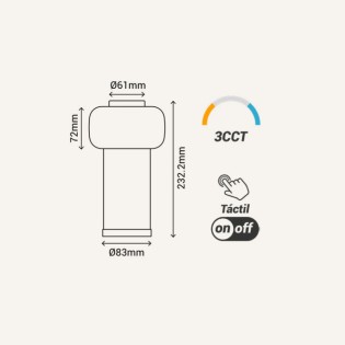 Lampe à poser rechargeable LED Mimo Vita CCT Dim (2.5W)