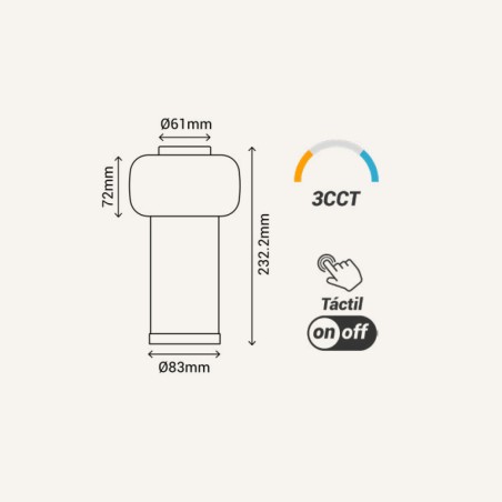 Lampe à poser rechargeable LED Mimo Vita CCT Dim (2.5W)