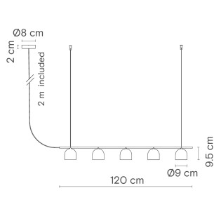 Lampe de plafond Rio 9 (5 lumières)