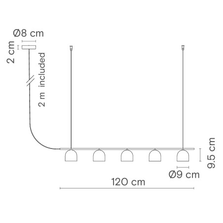 Lampe de plafond Rio 9 (5 lumières)