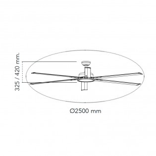 Ventilateur de plafond LED Avon 250cm. CCT Dim (20W)