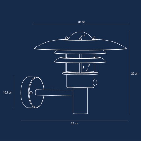 Applique d'extérieur avec détecteur Lonstrup galvanisée