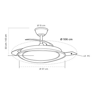 Ventilateur LED à pales rétractables Plenn CCT Dim (48W)
