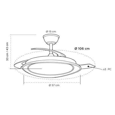 Ventilateur LED à pales rétractables Plenn CCT Dim (48W)