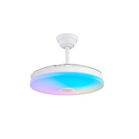 Ventilateur LED à pales rétractables Music Haut-parleur RGB CCT Dim (48+8W)
