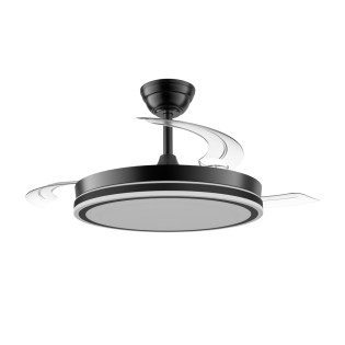 Ventilateur LED à pales rétractables Night Eco Noir CCT Dim (48W)