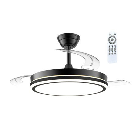 Ventilateur LED à pales rétractables Night Eco Noir CCT Dim (48W)