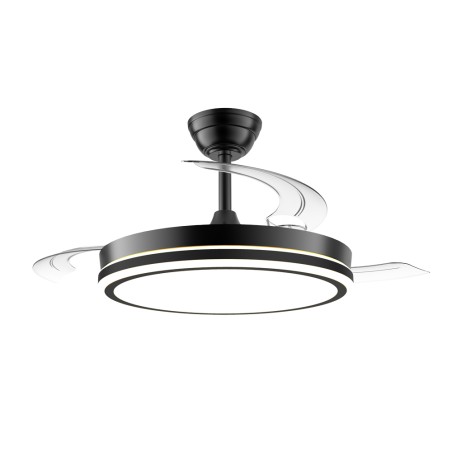 Ventilateur LED à pales rétractables Night Eco Noir CCT Dim (48W)