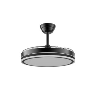 Ventilateur LED à pales rétractables Night Eco Noir CCT Dim (48W)