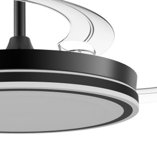 Ventilateur LED à pales rétractables Night Evo M Noir CCT Dim (60W)