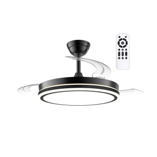Ventilateur LED à pales rétractables Night Evo M Noir CCT Dim (60W)