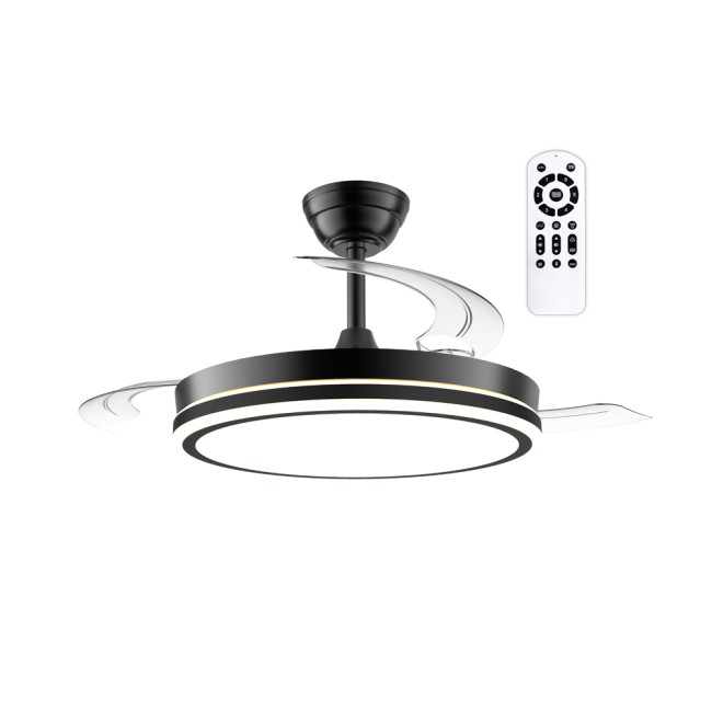 Ventilateur LED à pales rétractables Night Evo M Noir CCT Dim (60W)