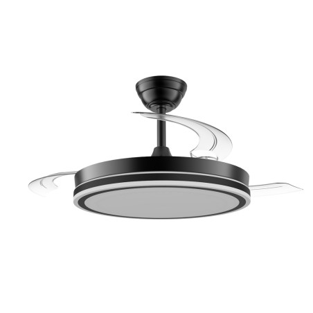 Ventilateur LED à pales rétractables Night Evo M Noir CCT Dim (60W)