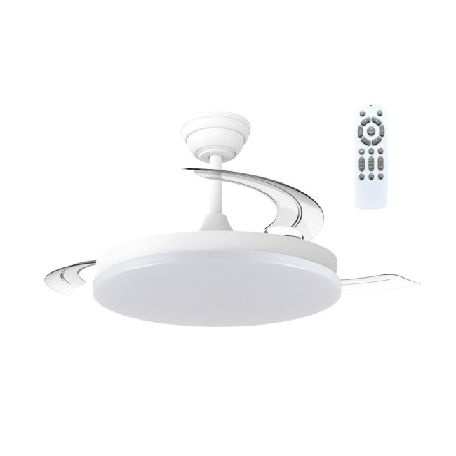 Ventilateur LED à pales rétractables Milky Eco CCT Dim (48W)