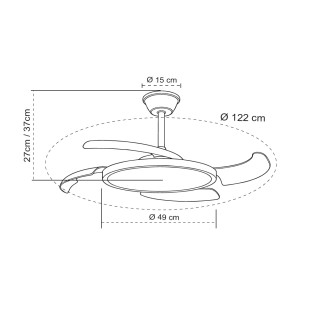 Ventilateur LED avec pales rétractables Key CCT Dim (43W)