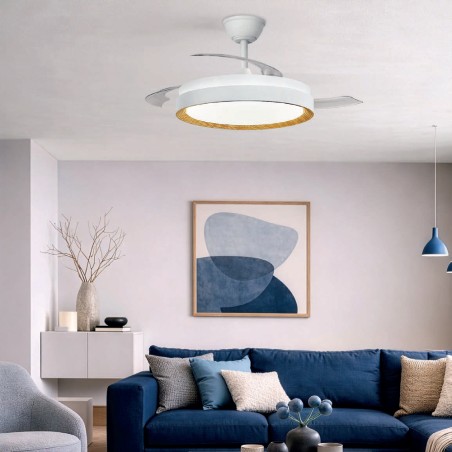 Ventilateur LED à pales rétractables Fiber CCT Dim (48W)