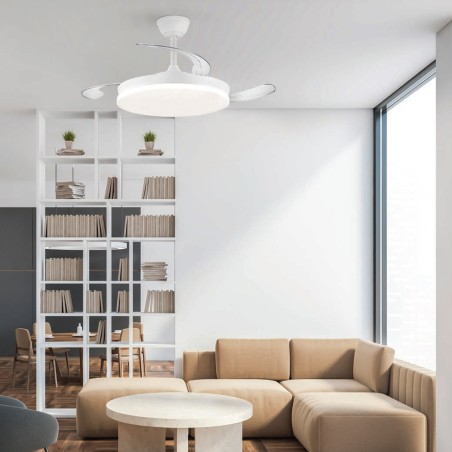 Ventilateur LED à pales rétractables Milky Eco CCT Dim (48W)