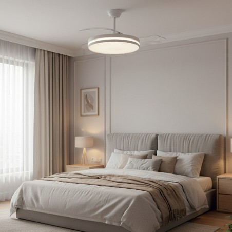 Ventilateur LED à pales rétractables Ferro Eco CCT Dim (48W)