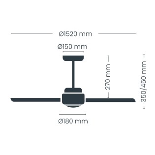 Ventilateur de plafond LED Nine Big CCT Dim (18W)