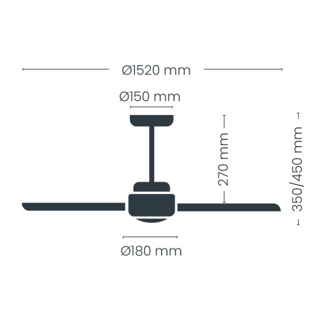 Ventilateur de plafond LED Nine Big CCT Dim (18W)