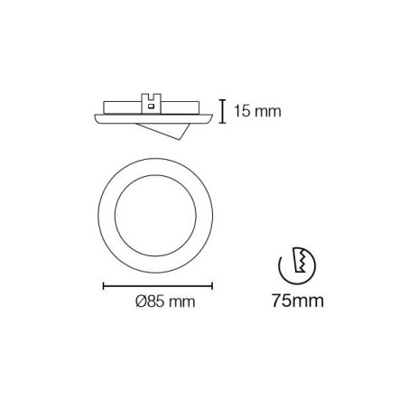 Luminaire encastrable ZAR, rond fixe, finition chrome