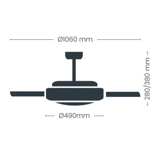 Ventilateur LED à pales rétractables Night Evo M Noir CCT Dim (60W)