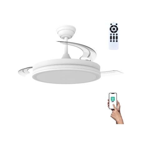 Ventilateur LED à pales rétractables Night Evo M Blanc CCT Dim (60W)
